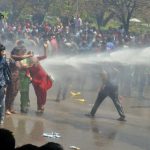 protest against fee hike in PU