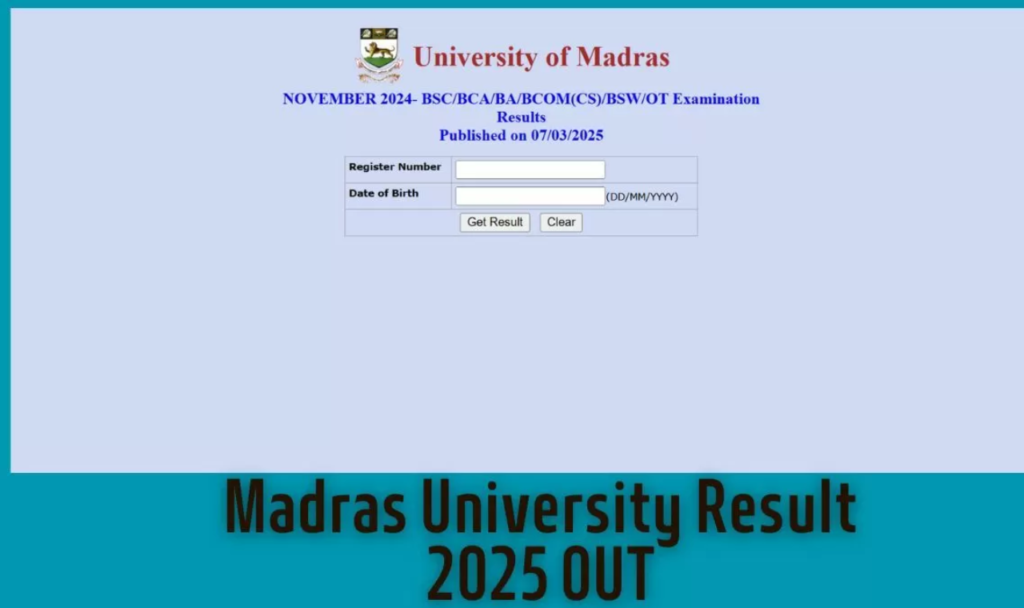 Madras University Result 2025